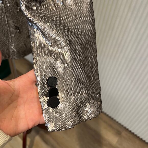 ALLSAINTS Women's Leigh Sequin Blazer Size 8 In Silver - Picture 6 of 12